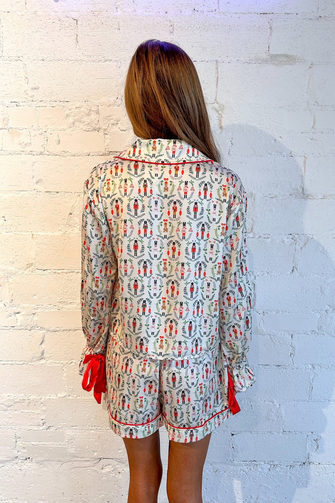 Nutcracker Silk Pajama Top With Bows, Silk Pajamas, Christmas Pajamas, Holiday Pajamas, Pajamas, Adeline Boutique