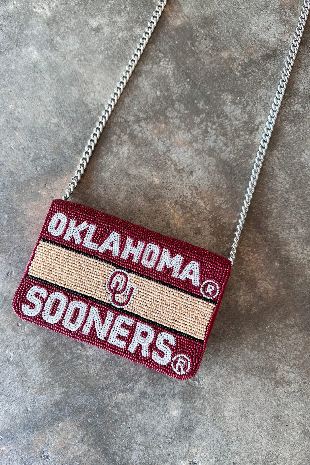 Oklahoma Sooners Clutch, Gameday Accessory, Beaded Clutch, Dallas Boutique, Boutique Accessory, Boomer Sonners, Purse, Clutch