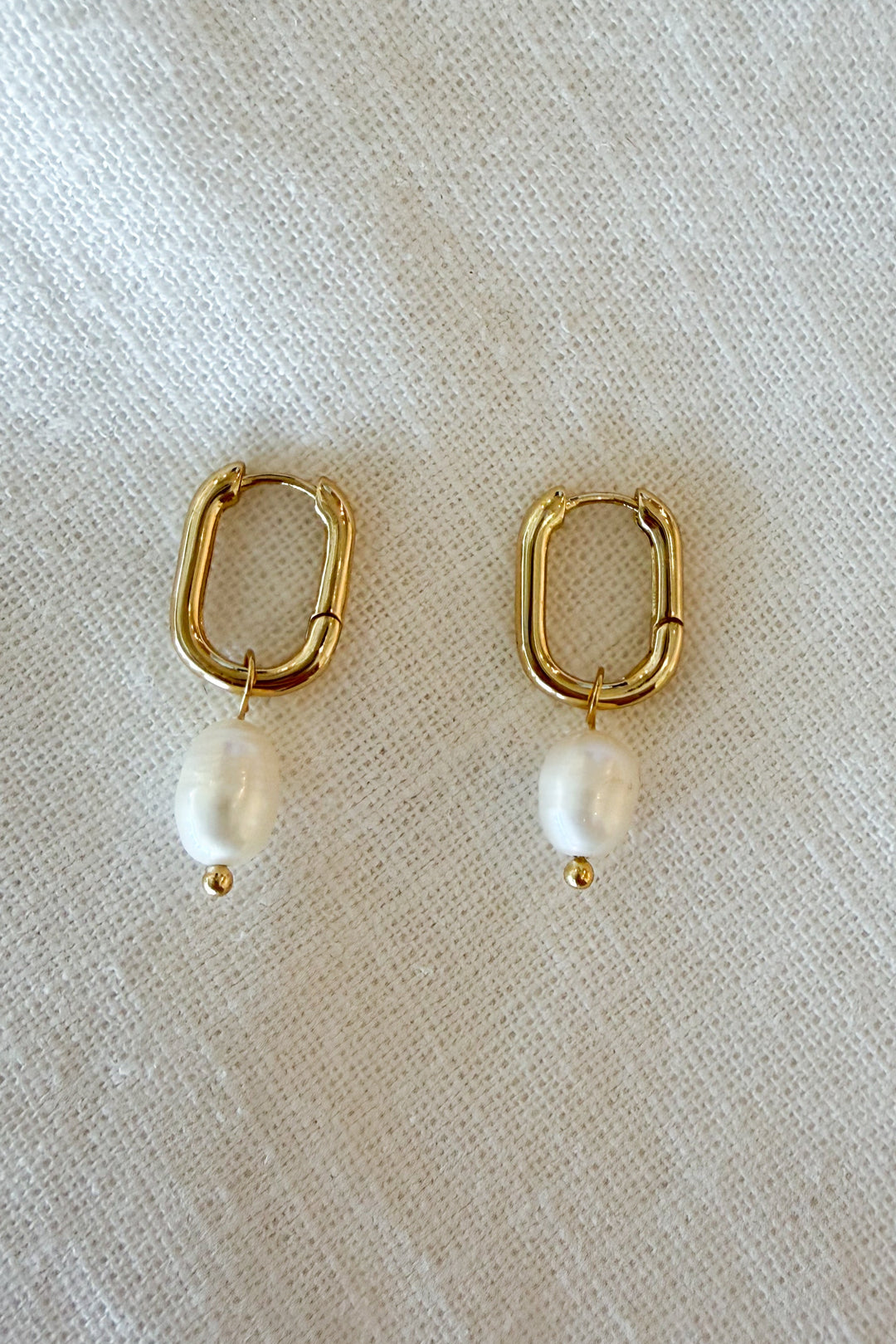 Pearl Drop Huggie Earrings, adeline boutique dallas boutique, boutique