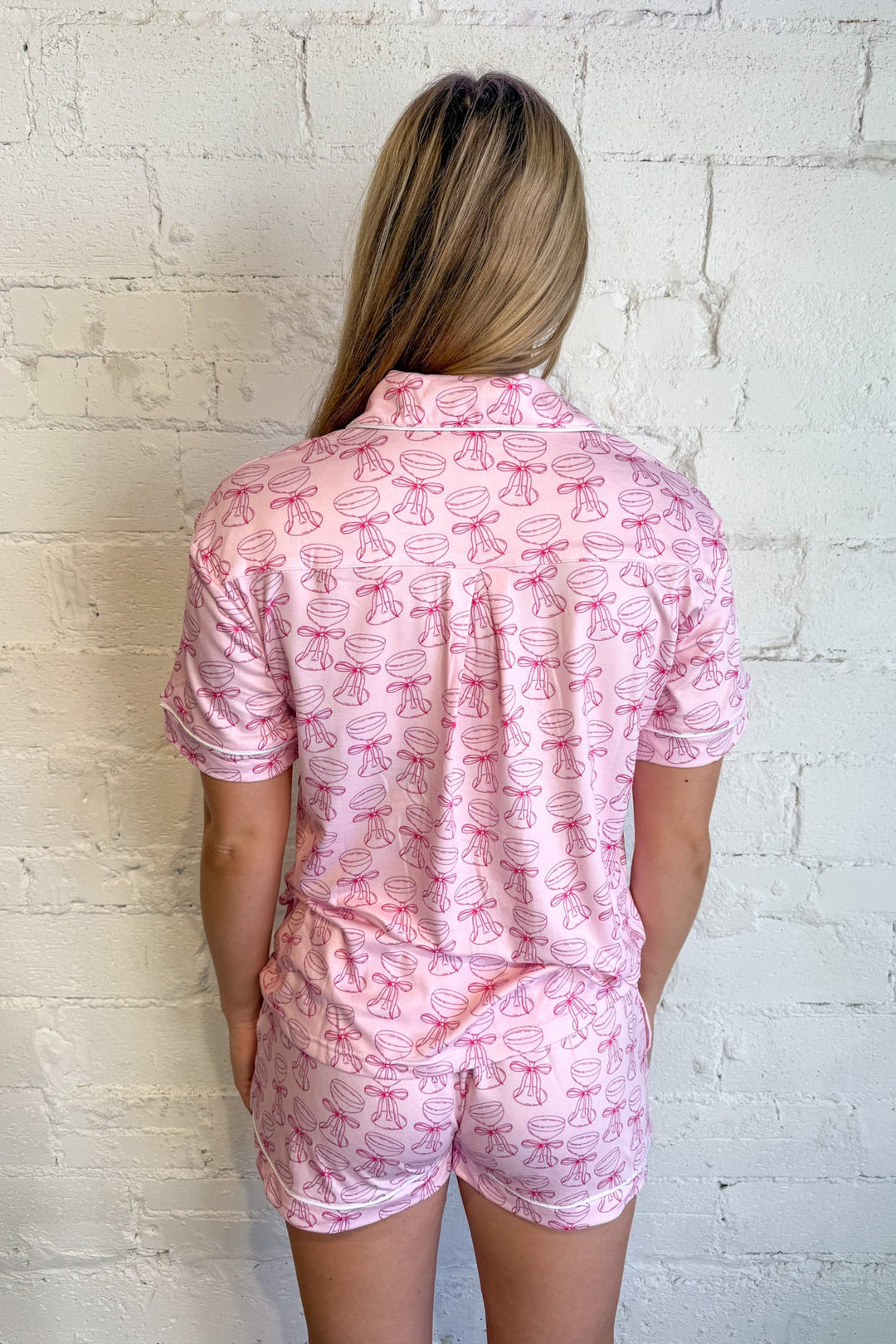 Pink Champagne Pajama Top, Pajama Tops, Tops, Adeline Boutique, Dallas Boutique, Holiday Pajamas, Loungewear, Lounge set