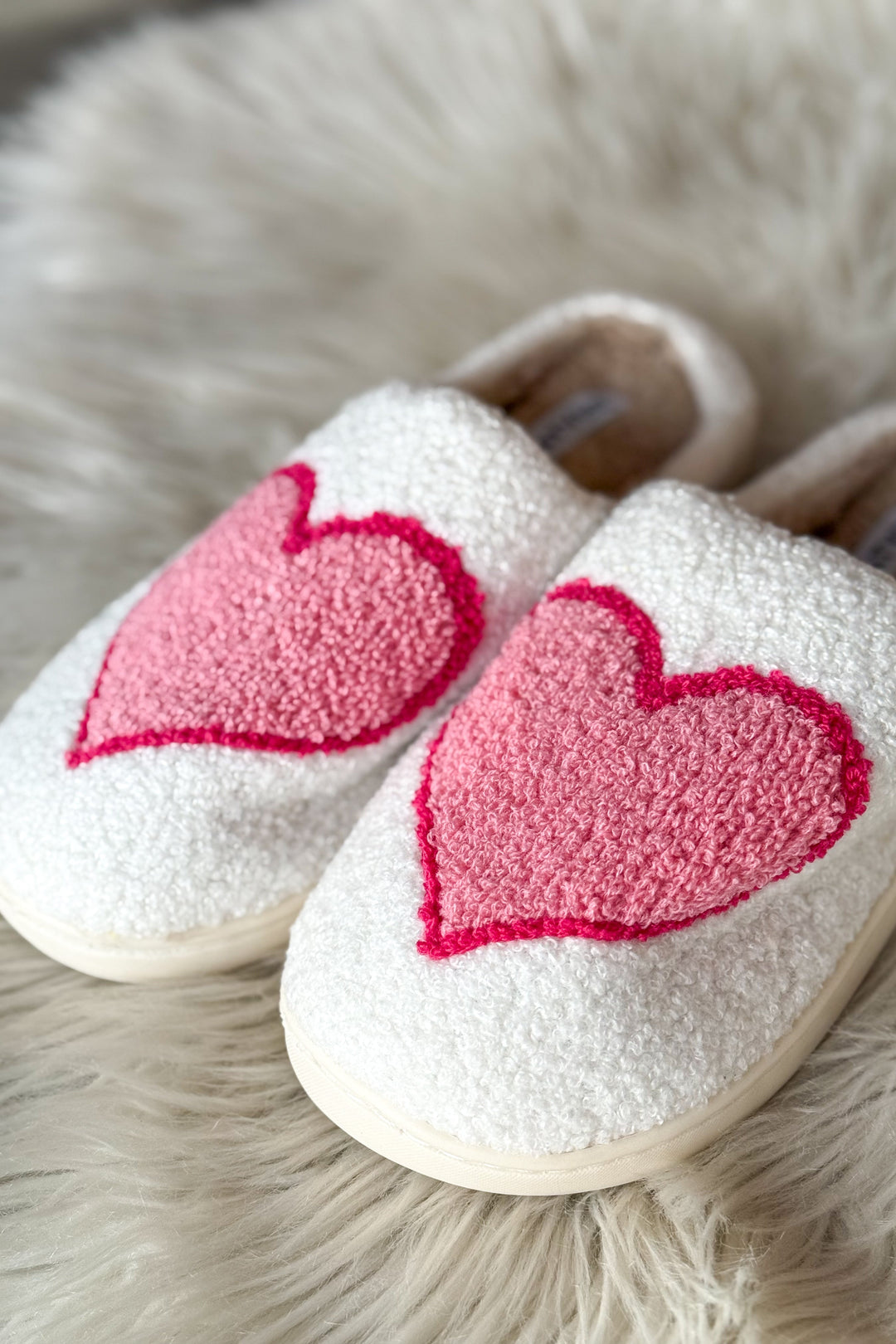 Pink/Red Heart Slippers, Slippers, Valentines, Adeline Boutique, Dallas Boutique, Accessories