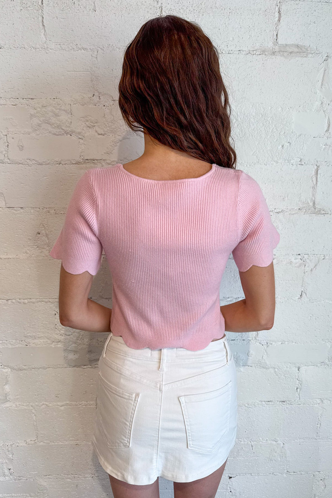 The Ellis Scallop Top, Tops, Sweater Tops, Adeline Boutique, Dallas Boutique, Spring Tops, Scallop Tops