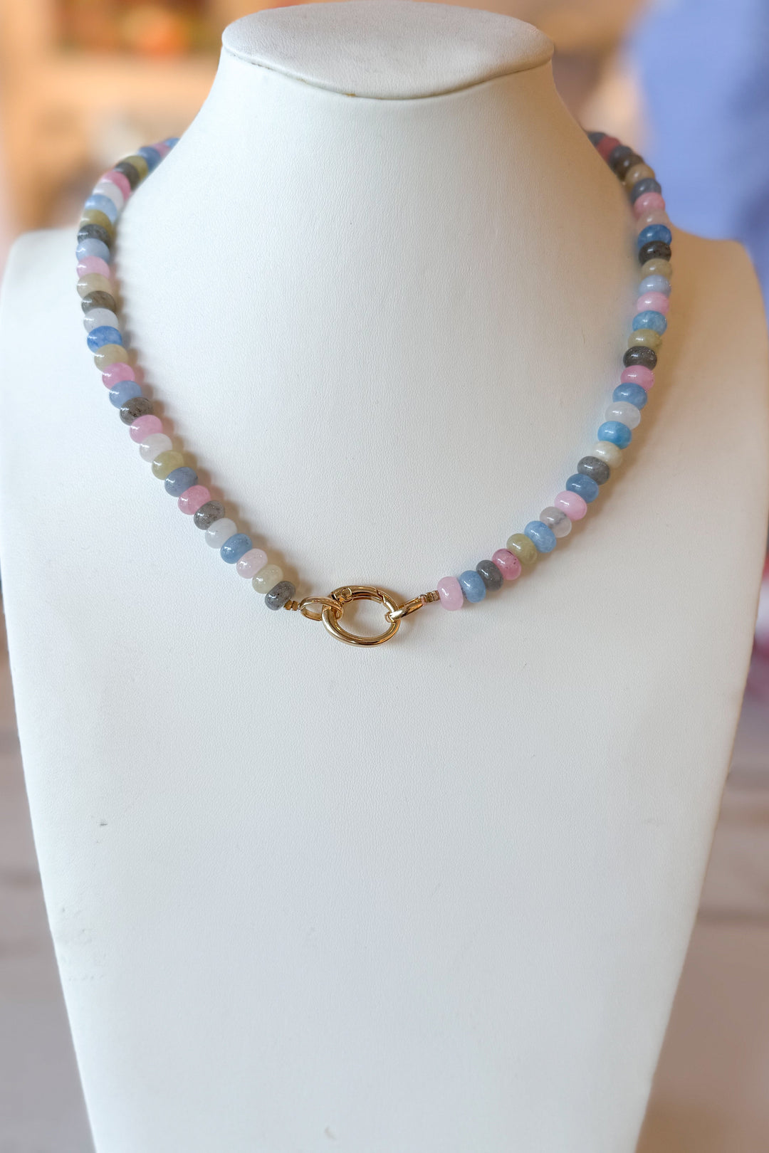 Pink and Blue Stone Necklace, necklace, necklaces, dallas boutique, boutique, adeline boutique