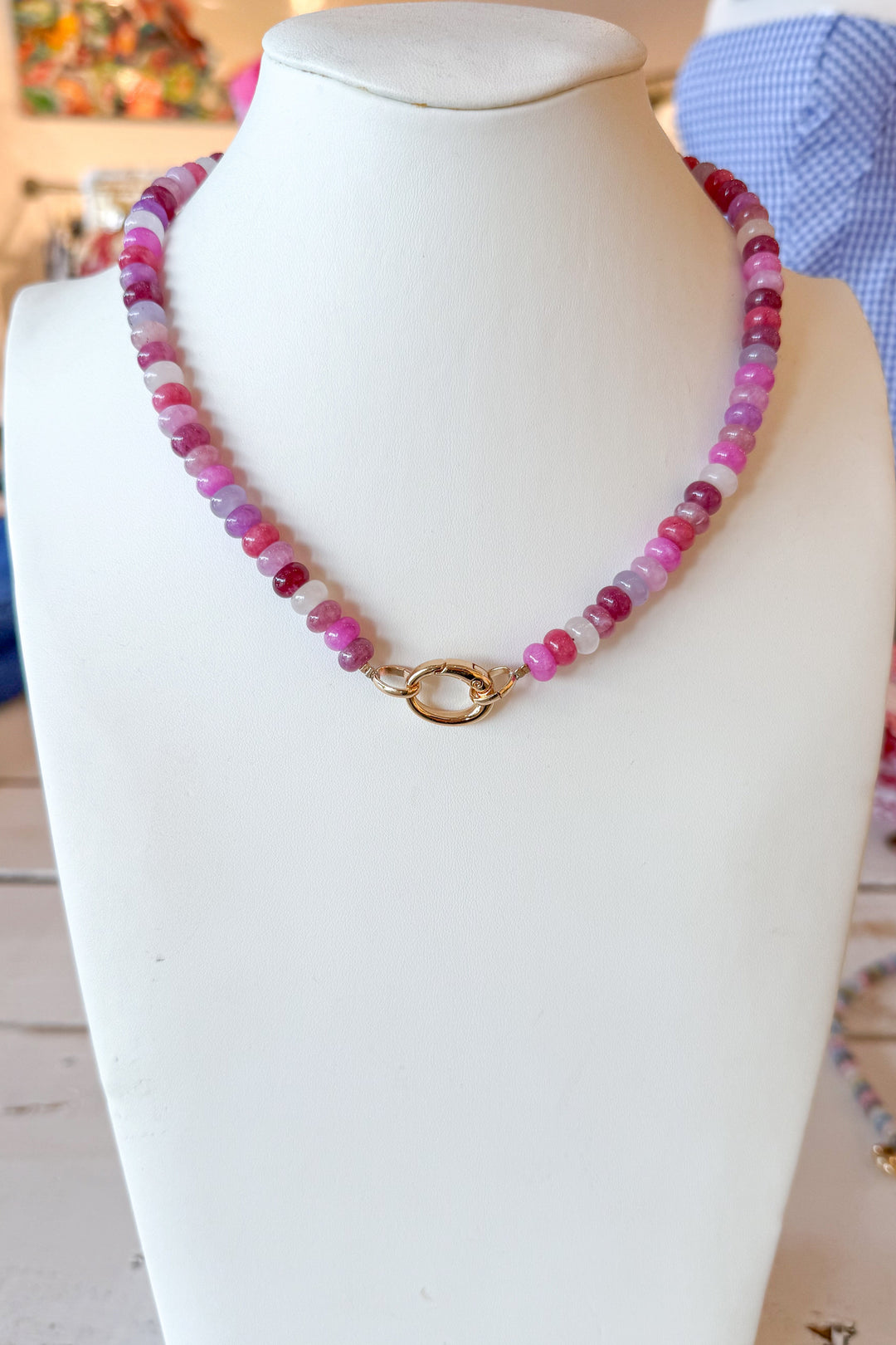 Pink and Purple Stone Necklace, necklace, necklaces, adeline boutique, boutique, dallas boutique