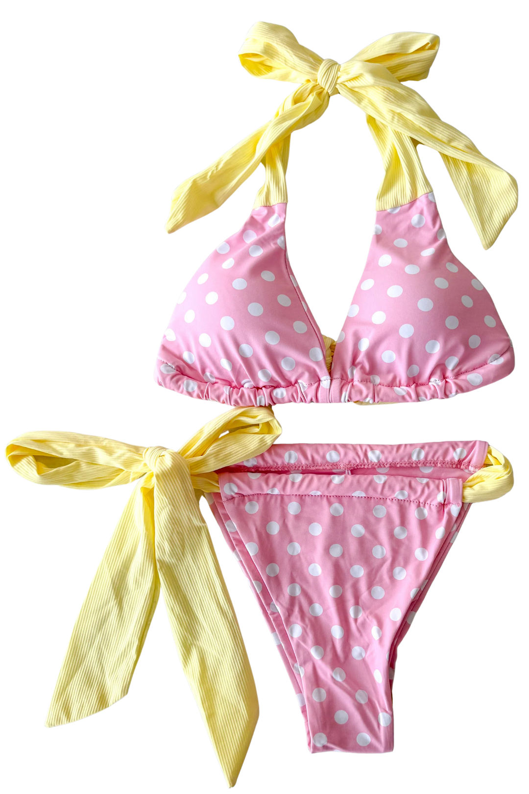 Pink and Yellow Polka Dot Swimsuit Bottoms, swim, swimsuit, swimwear, dallas boutique, adeline boutique, boutique