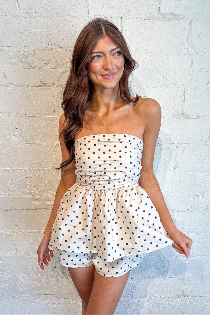 Piper Polka Dot Mini Shorts, Polka Dot Shorts, Shorts, Sets, Two Piece Set, Matching Sets, Polka Dots, Spring and Summer Styles, Vacation Styles, Bottoms, Adeline Boutique, Dallas Boutique, Women's Fashion Boutique