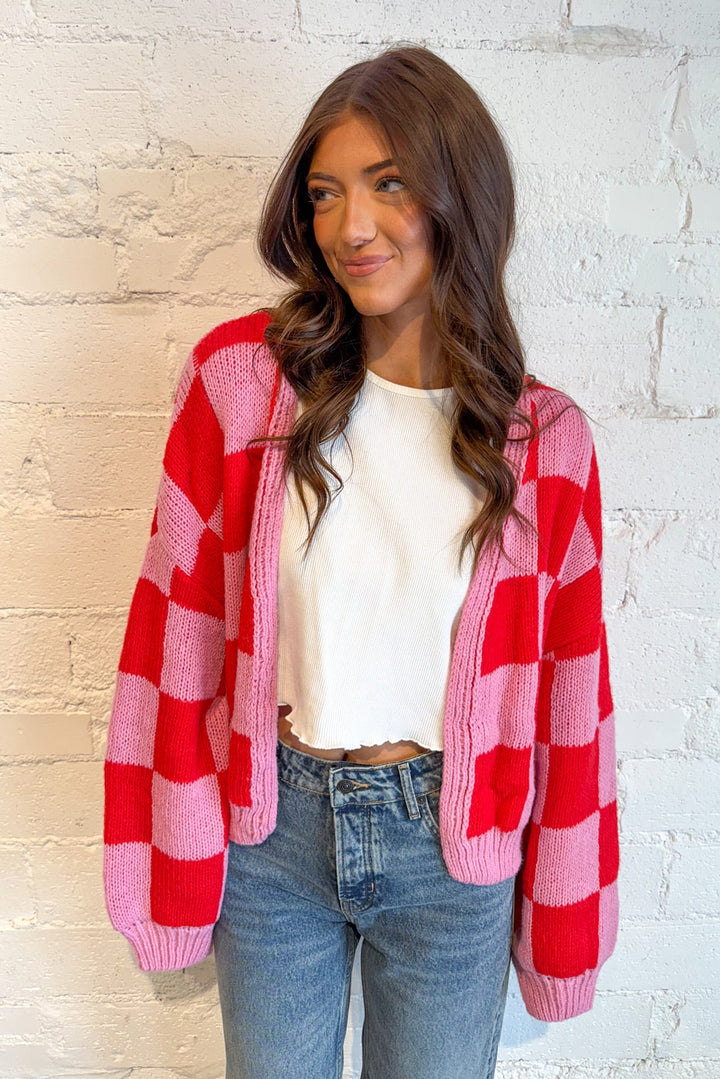 Plaid Chunky Knit Cardigan, Cardigan, Sweaters, Oversized Cardigan, Color Block Sweater, Adeline Boutique, Dallas Boutique, Tops, Women's Clothing Boutique