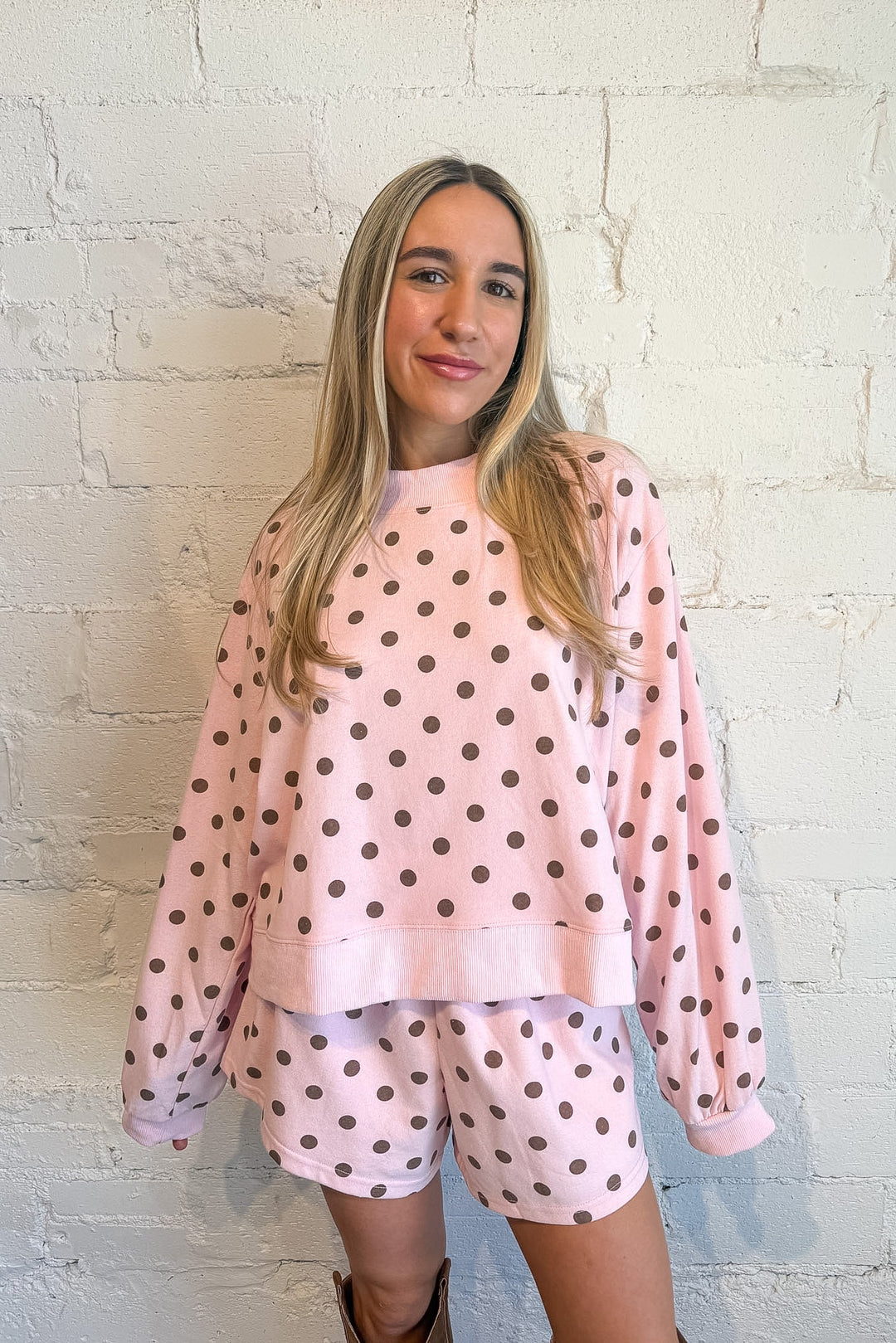 Sweater, polka dot, pink sweater, set