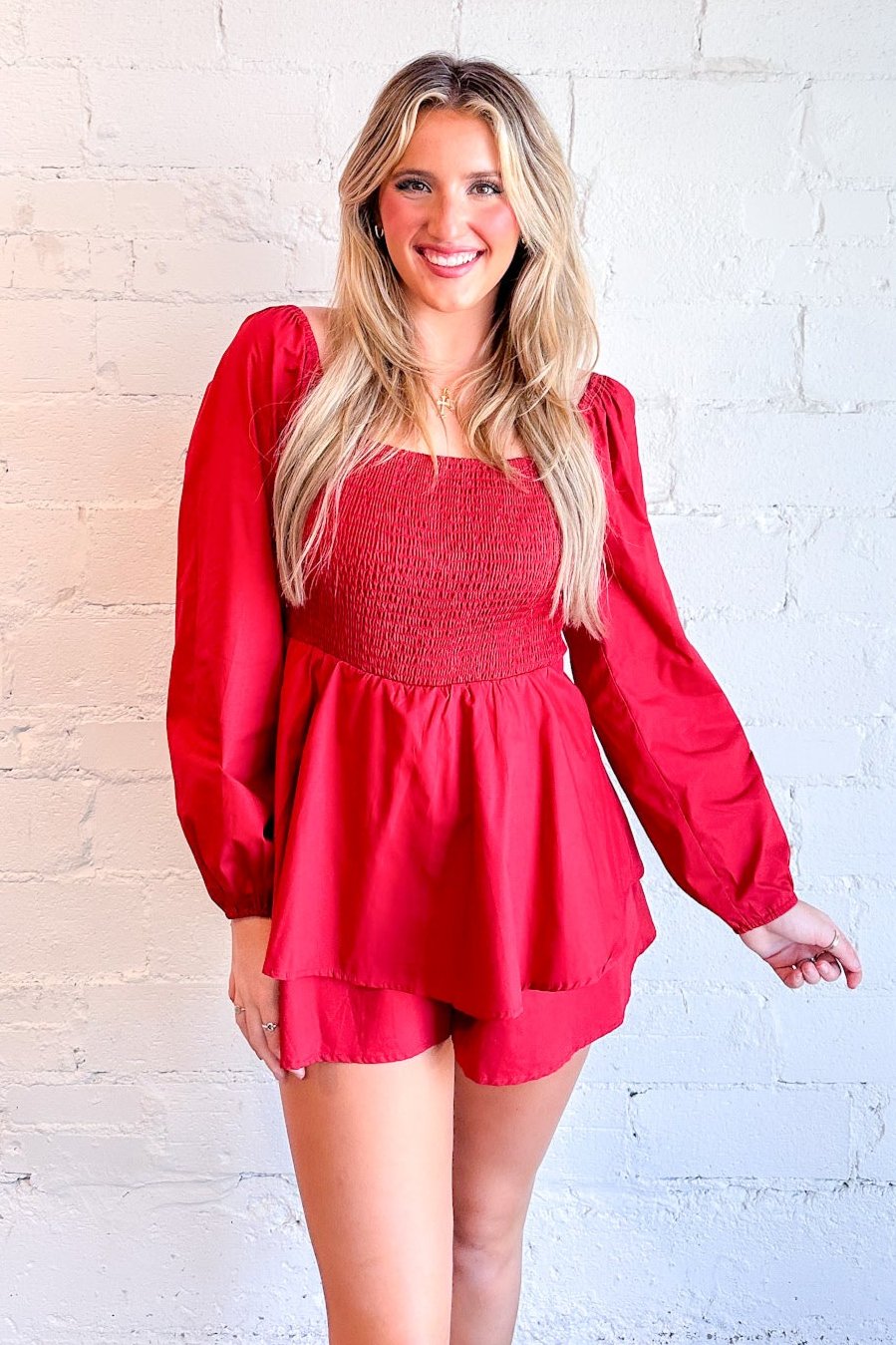 Poplin Gameday Romper Red 