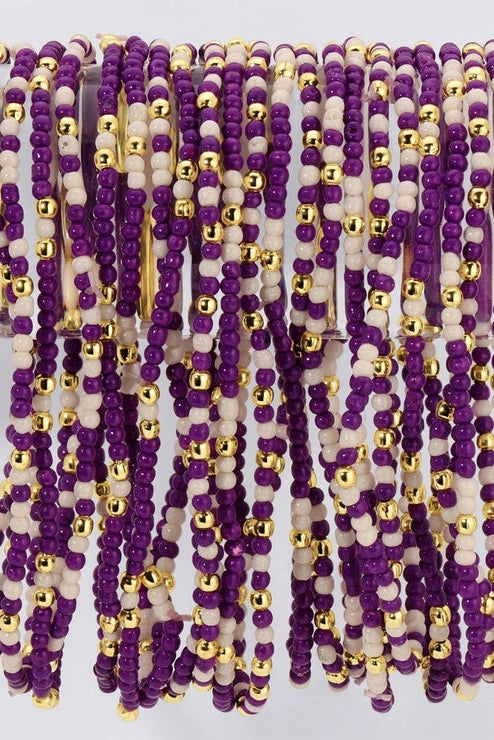 Purple Game Day Bracelet , game day bracelet, seed bead bracelet 