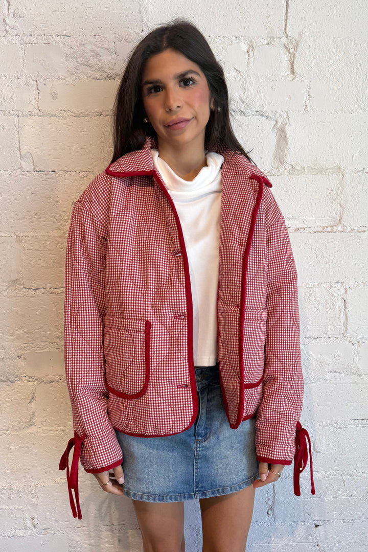 Red Gingham Jacket, gingham jacket, red jacket, red checkered jacket 