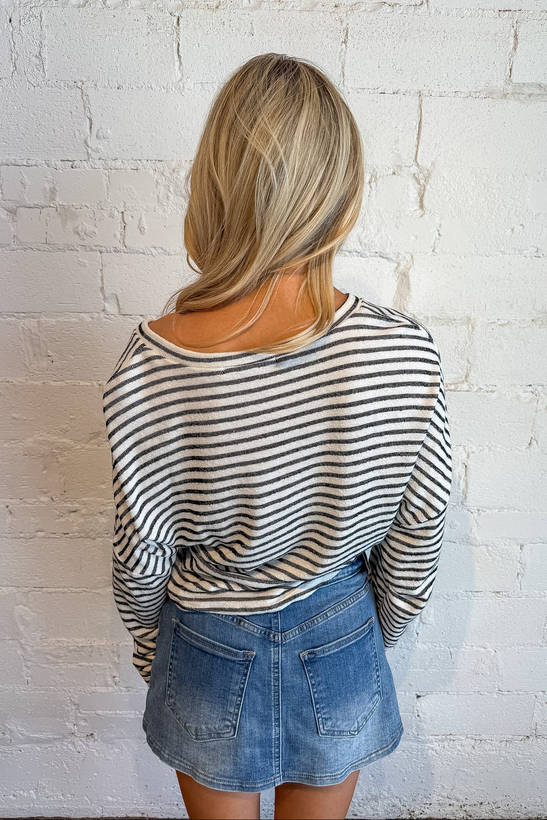 Ren Textured Stripe V-Neck Longsleeve, Striped Long Sleeve Tops, Tops, Adeline Boutique, Dallas Boutique, Tops