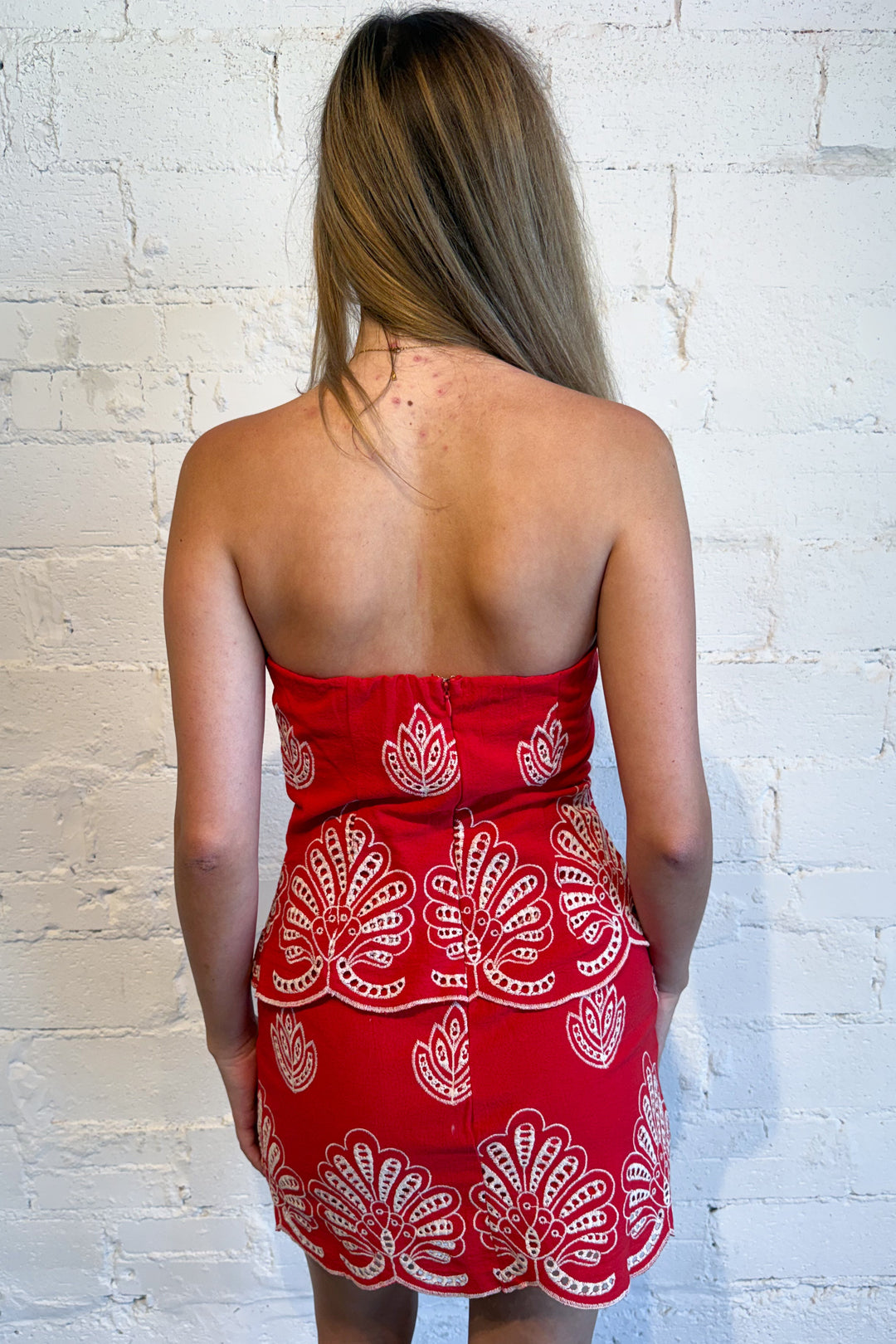 Rosette Mini Dress Red Back, adeline boutique, dallas boutique, boutique
