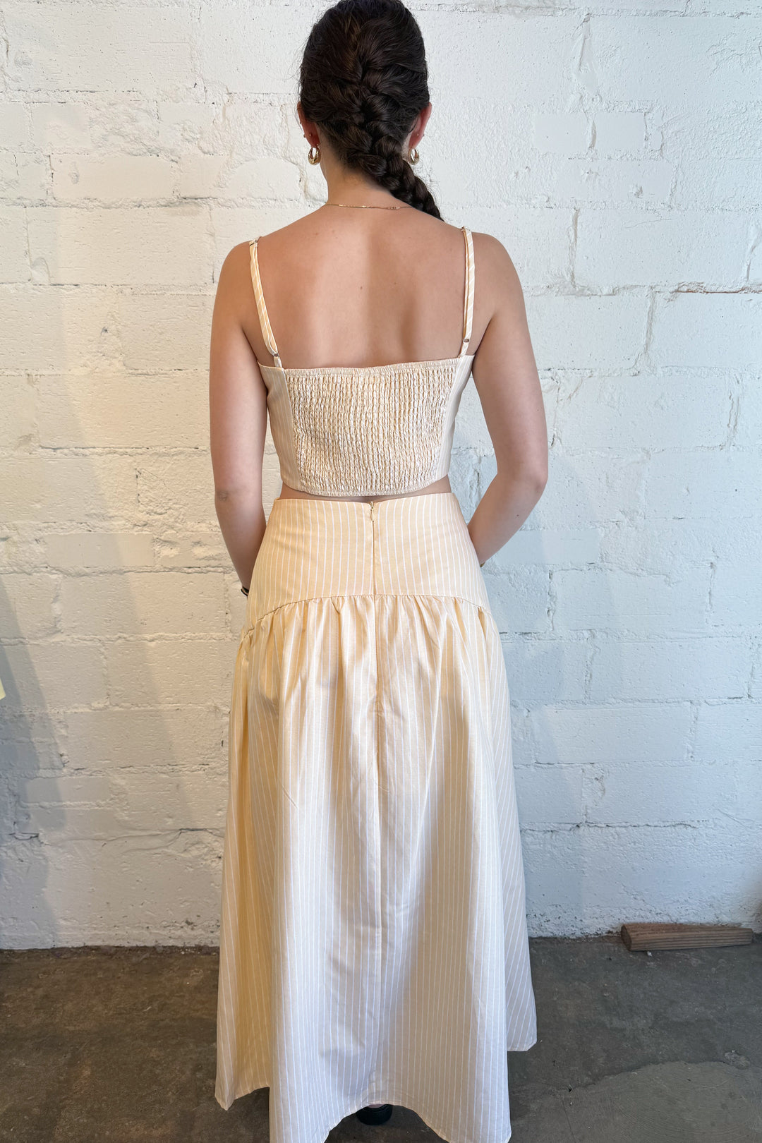Sally Striped  Maxi Skirt Yellow Back, adleline boutique, dallas boutique, boutique