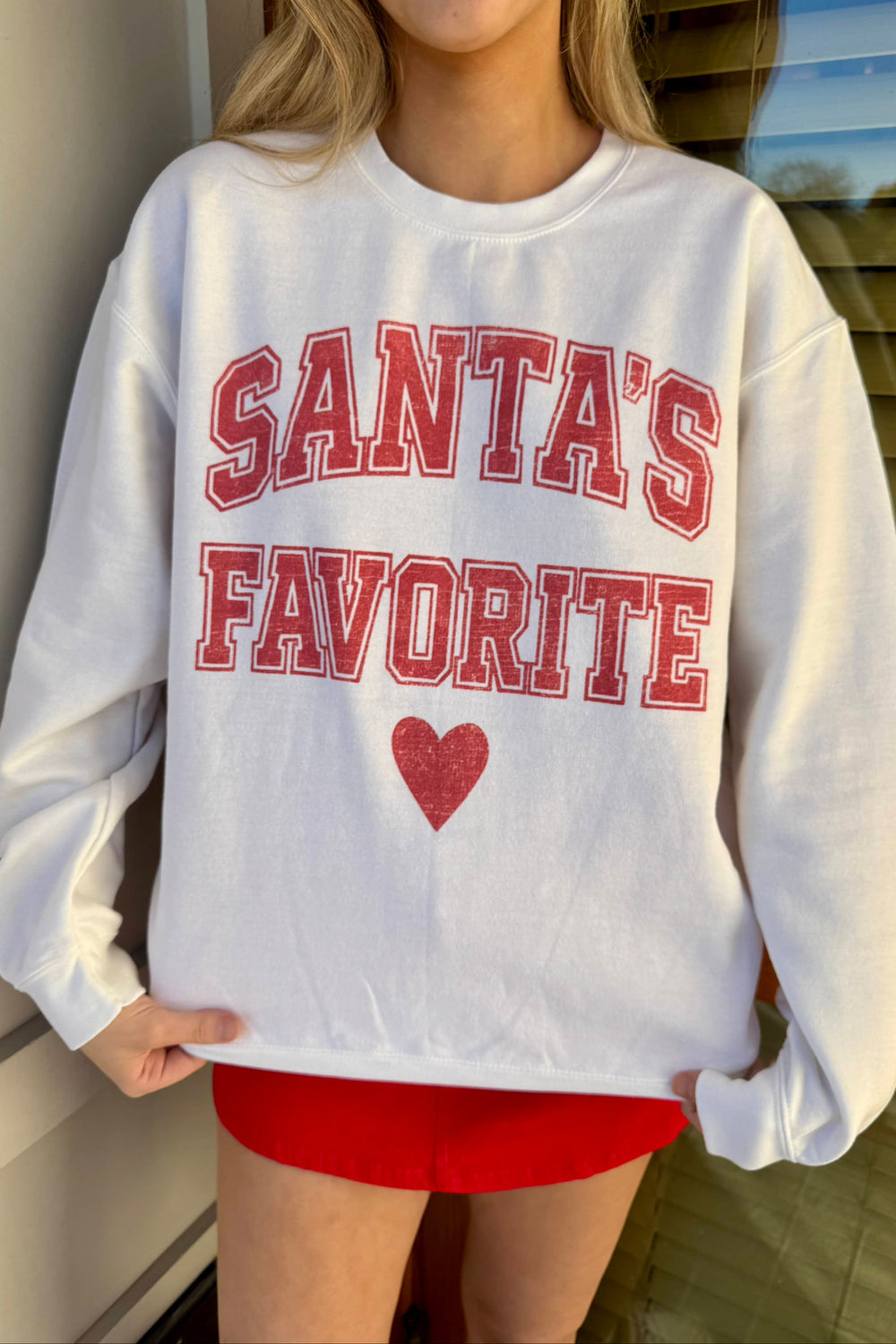 Santa's Favorite Sweatshirt, Holiday Sweatshirt, Sweatshirt, Holiday Styles, Crewneck, Graphic Sweatshirt, Adeline Boutique, Dallas Boutique