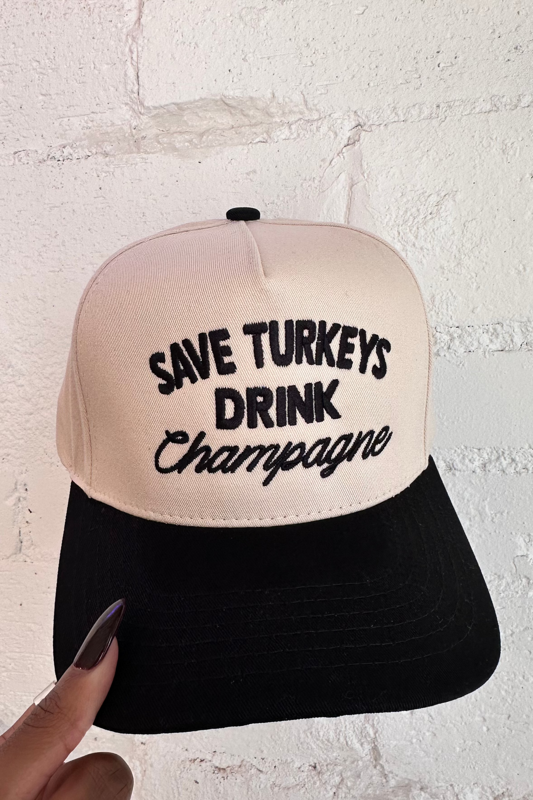 Save Turkeys Drink Champagne, Trucker Hat, Holiday Hats, Adeline Boutique, Boutique Hats 