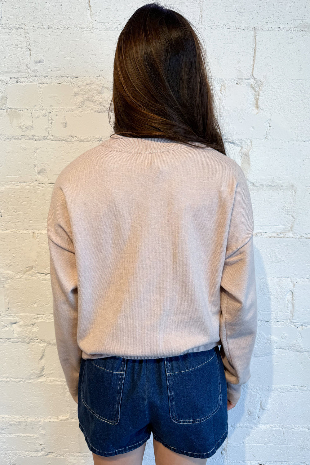 Schnauzer Long Sleeve Crew Neck Sweater Back, adeline boutique, dallas boutique, boutique