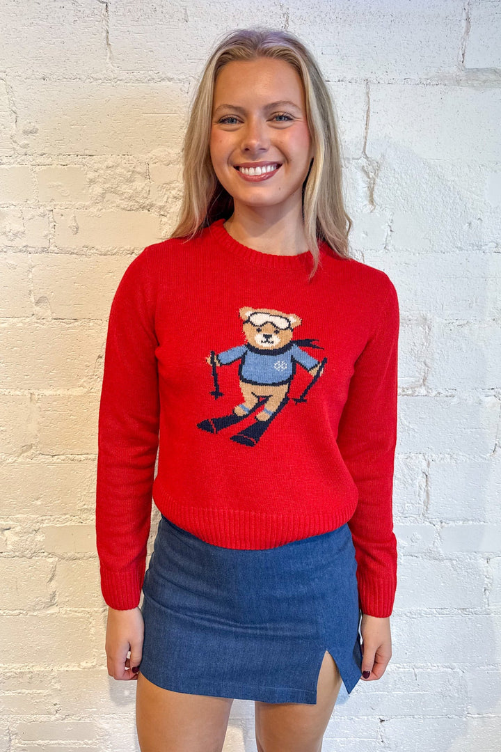 Ski Bear Sweater, Bear Sweater, Sweaters, Knit Sweater, Fall and Winter Styles, Ski Sweater, Adeline Boutique, Dallas Boutique, Women's Clothing Boutique