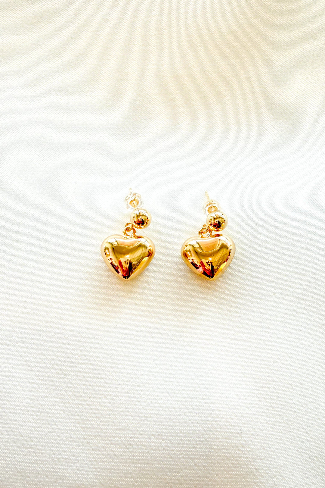 Small Puffy Heart Drop Earrings, Heart Earrings, Earrings, Jewelry, Gift Ideas