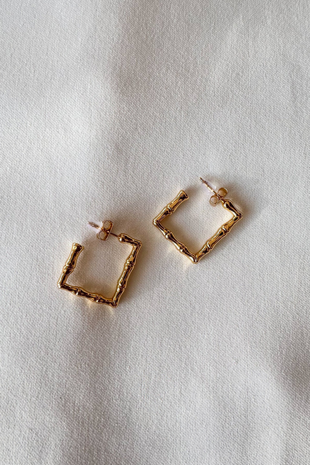 Small Square Hoop Bamboo Earrings, Earrings, Hoops, Jewelry, Adeline Boutique