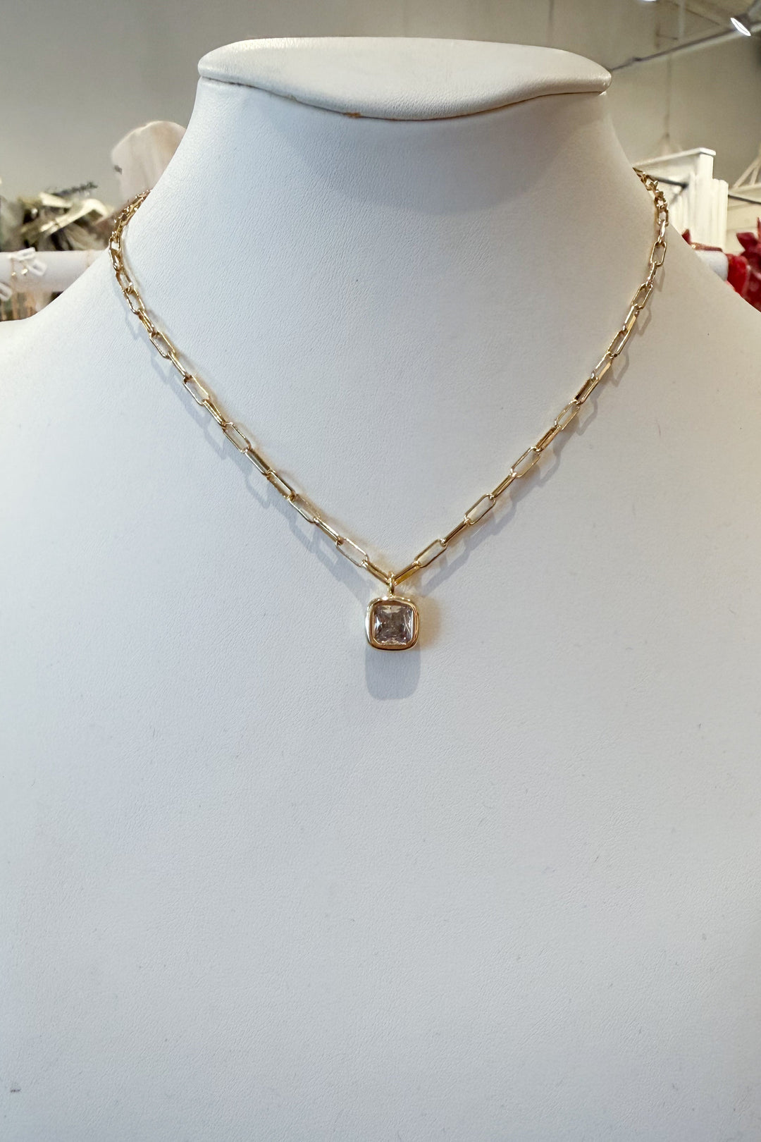 Square CZ Pendant Necklace, adeline boutique, dallas boutique boutique