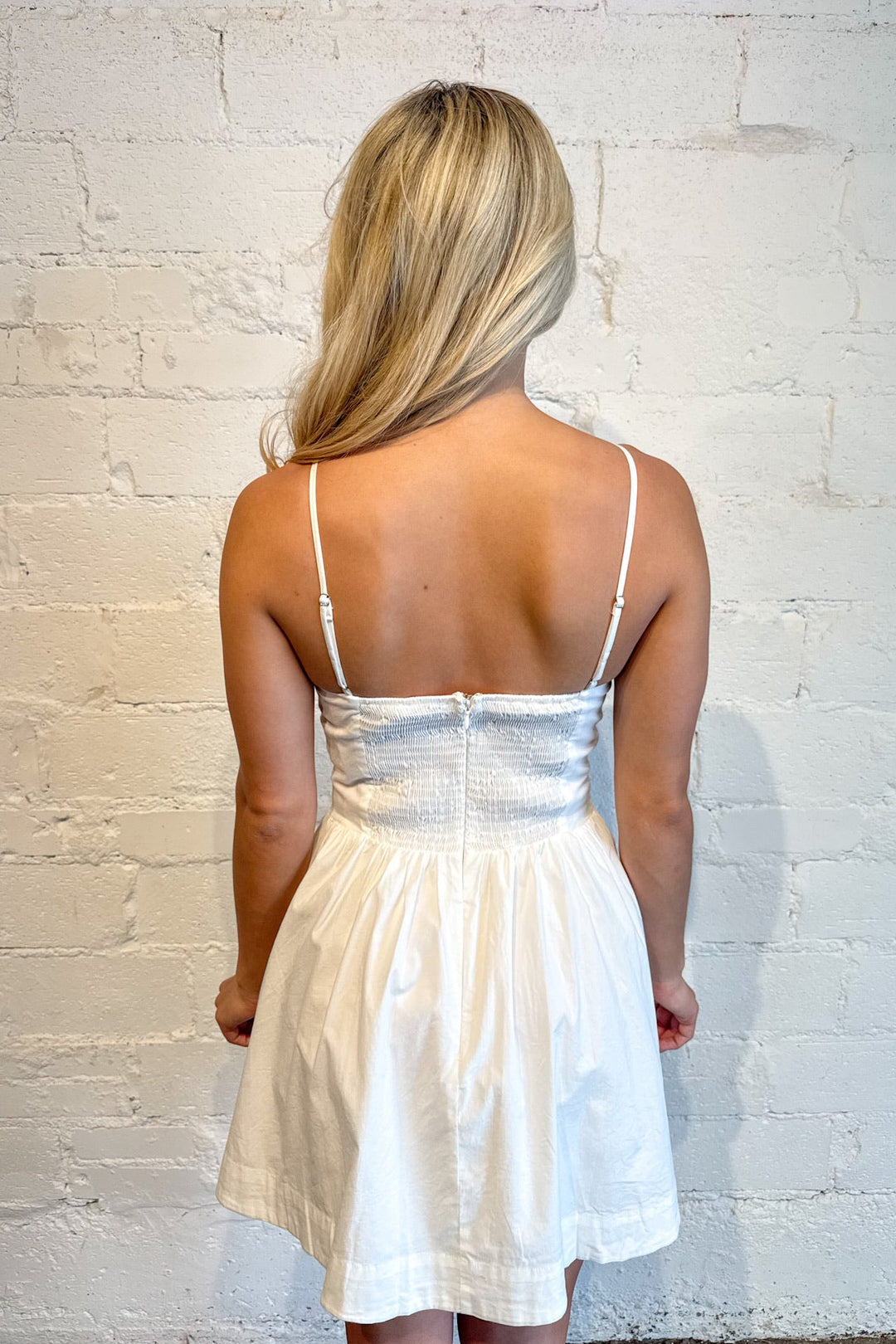 Stretch Mini Smocked Dress, White Dress, Bridal Dress, Spring and Summer Dresses, Adeline Boutique, Dallas Boutique,Women's Dresses