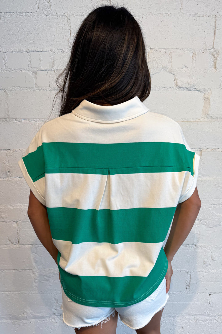 Striped Boxy Cropped Rugby Top Back, adeline boutique, dallas boutique, boutique