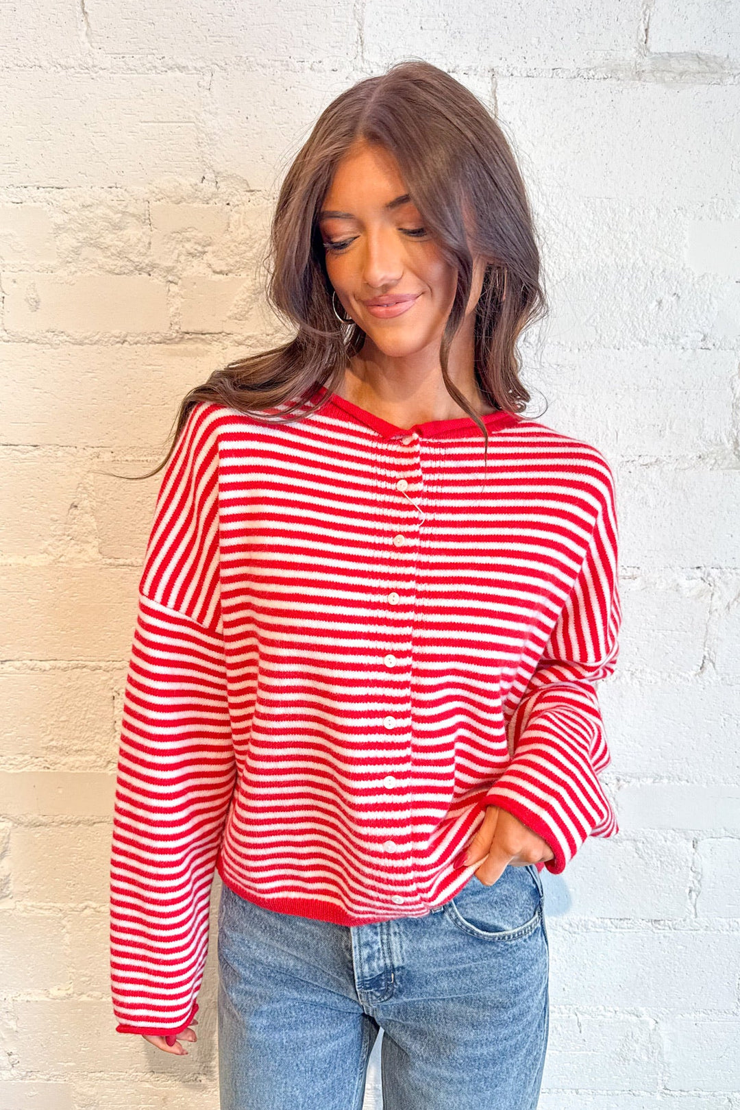 Striped Knit Cardigan, Cardigan, Sweaters, Striped Cardigan, Adeline Boutique, Dallas Boutique, Women's Clothing, Winter Styles