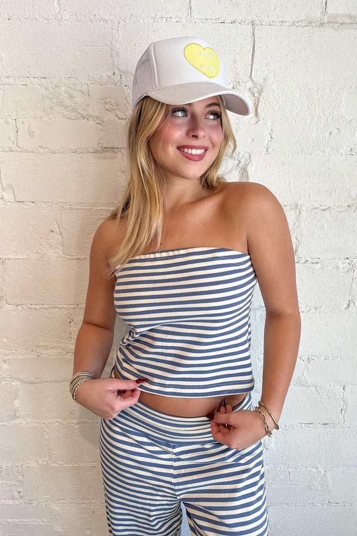 Striped Strapless Cropped Lounge Top, Sets, Matching Sets, Two Piece Set, Loungewear, Tops, Tube Tops, Spring Styles, Adeline Boutique, Dallas Boutique, Women's Boutique,Striped Top