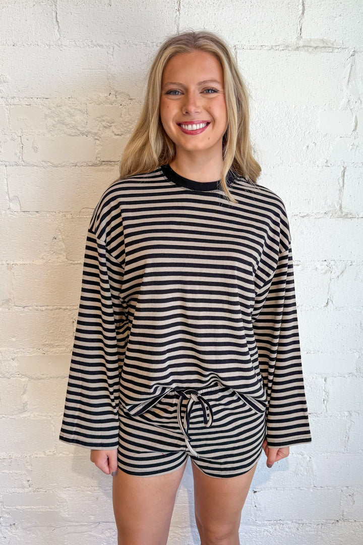 Sunday Stripes Top, Lounge Set, Loungewear, Adeline Boutique, Sets, Two Piece Set, Pajamas, Adeline Boutique, Dallas Boutique