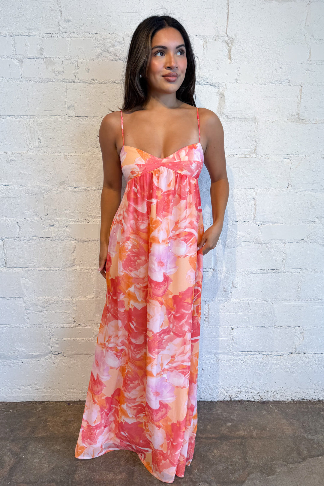 Sunset Blooming Maxi Dress, adeline boutique, dallas boutique, boutique