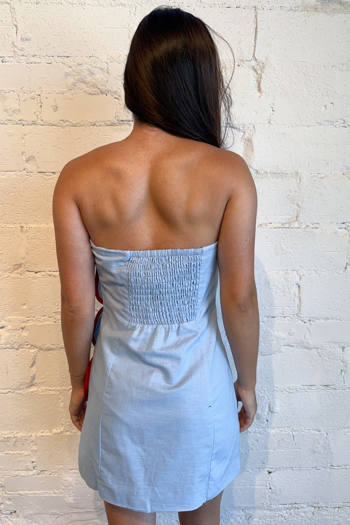 Susie Mini Dress Light Blue Back, adeline boutique, dallas boutique, boutique