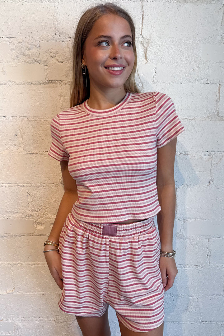 Sweet Escape Striped Shorts Pink, adeline boutique, dallas boutique, boutique