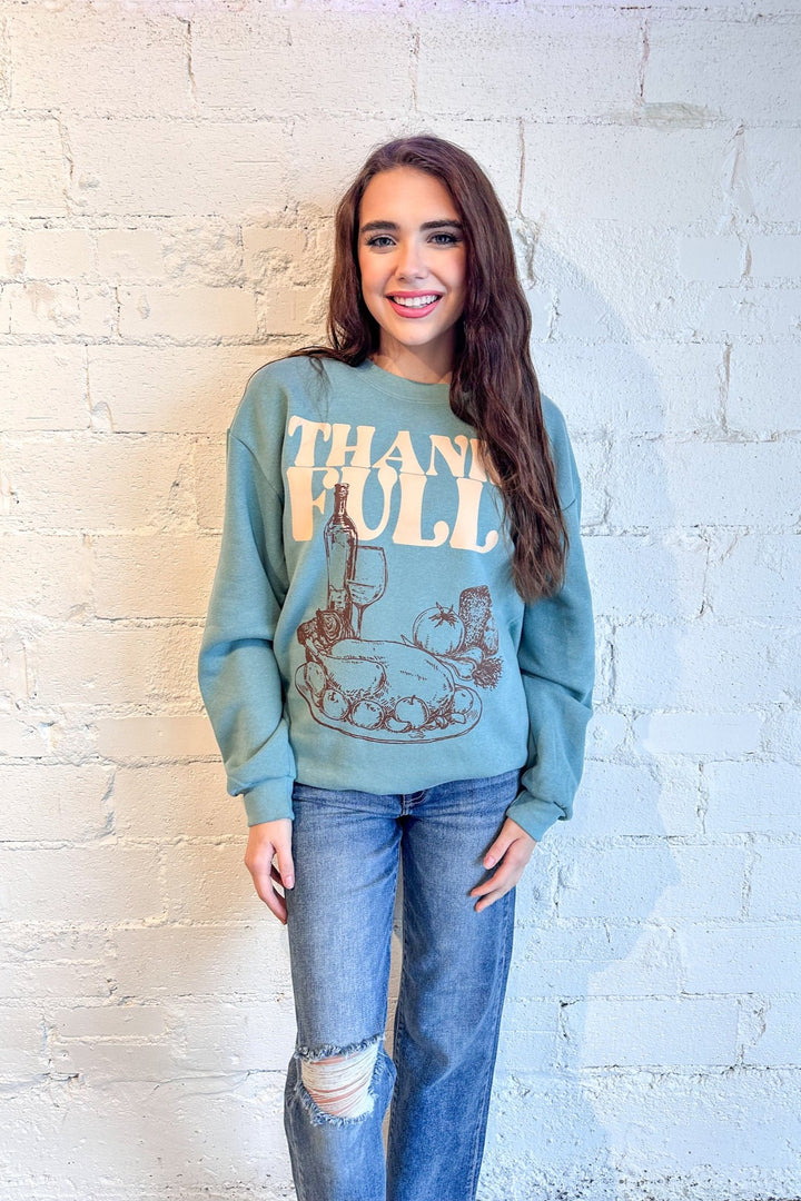 ThankFULL Oversized Cozy Sweatshirt, Thanksgiving Sweatshirt, Sweatshirts, Graphic Sweatshirts, Sweater Weather, Adeline Boutique 