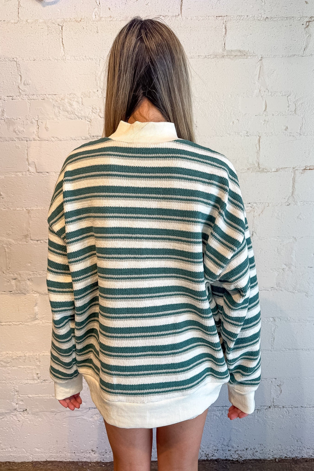 Fall sweater, green and white striped sweater striped sweater, green sweater 