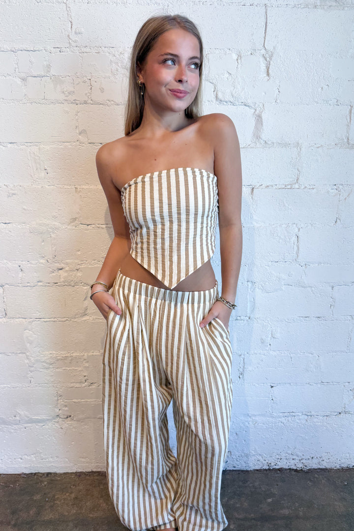 The Cabana Stripe Pants Beige, adeline boutique, dallas boutique, boutique 