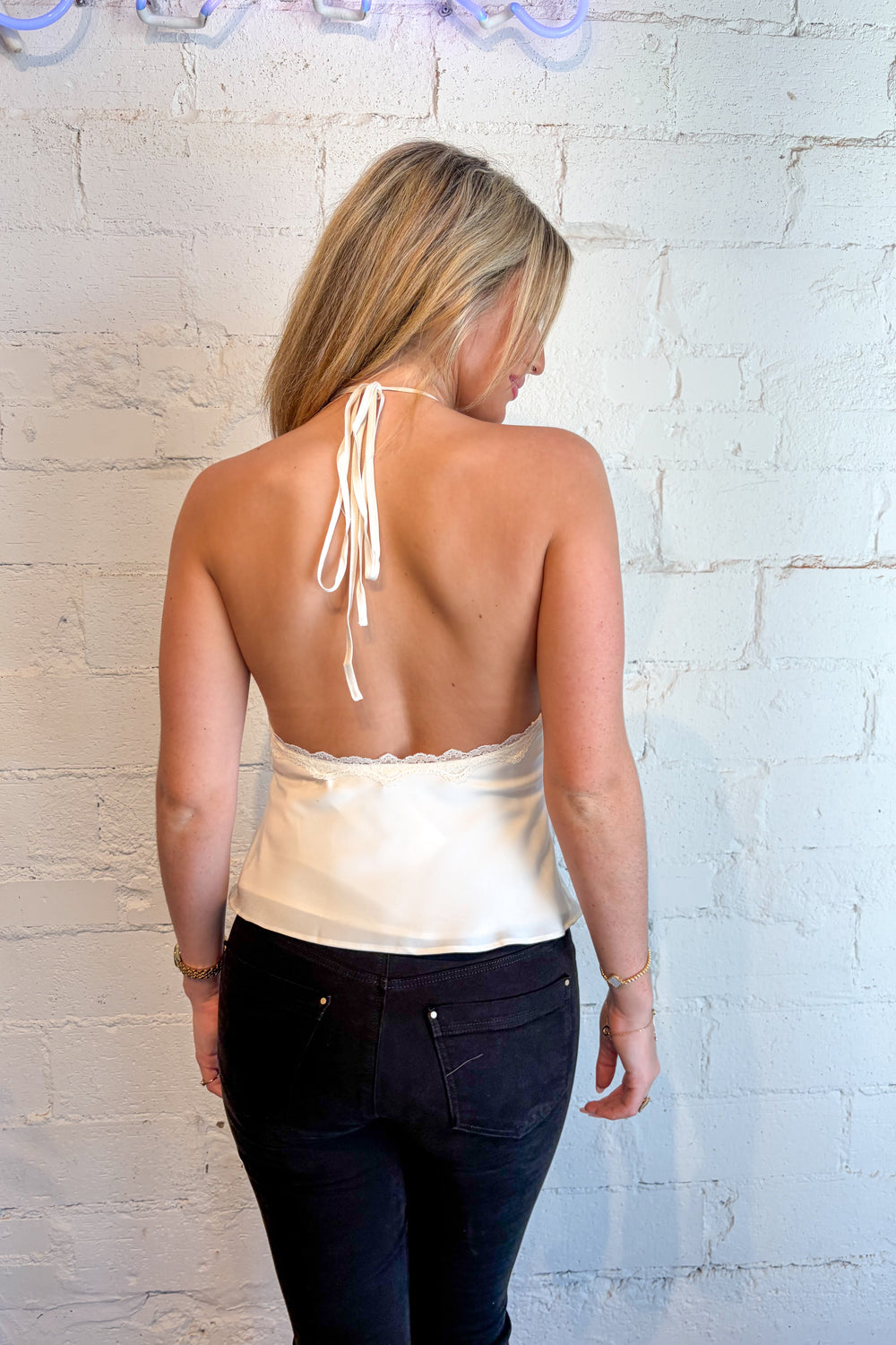 white lace halter going out# adeline, #boutique