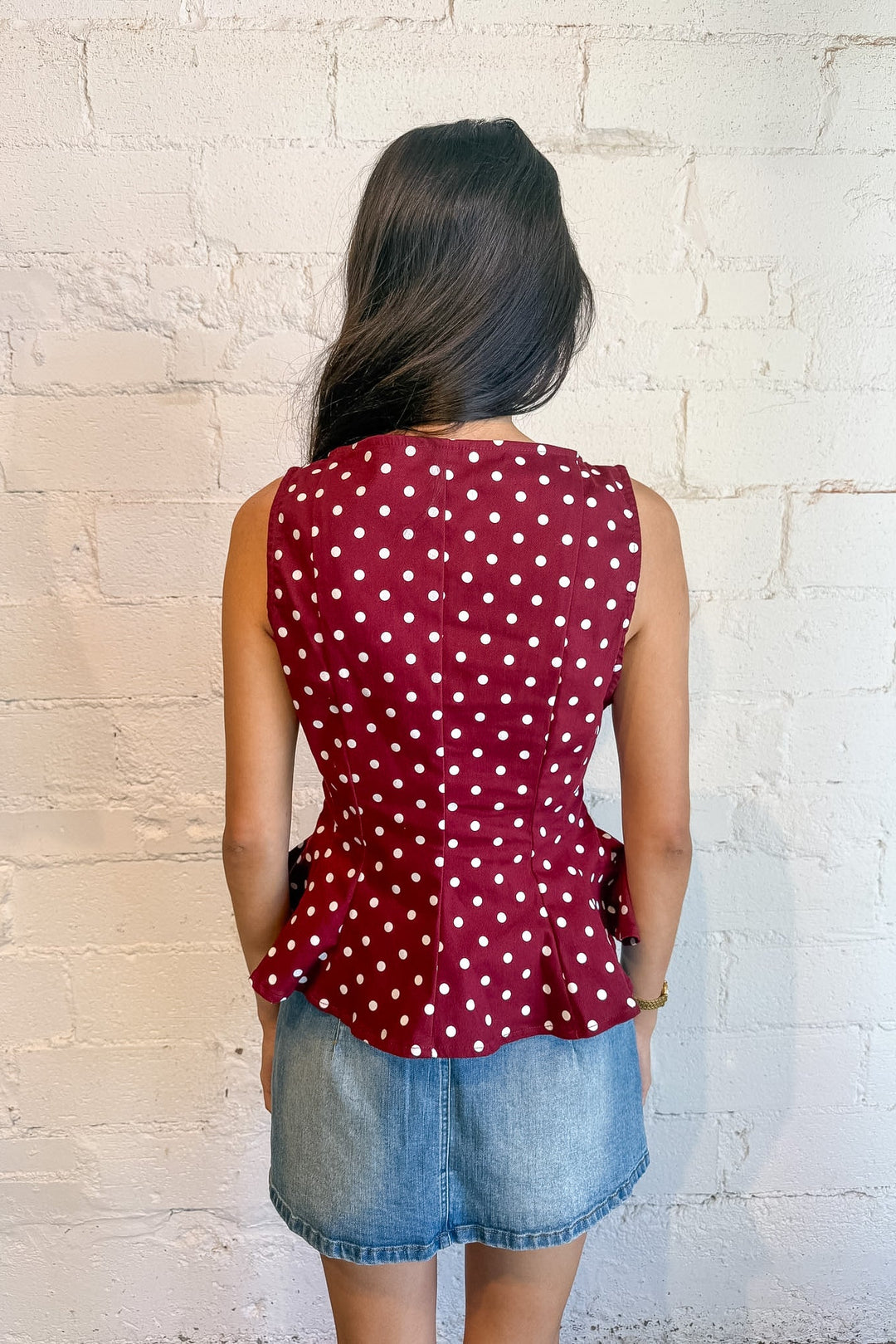 Tank top, Maroon Tank with polka dots, game day top, maroon tank