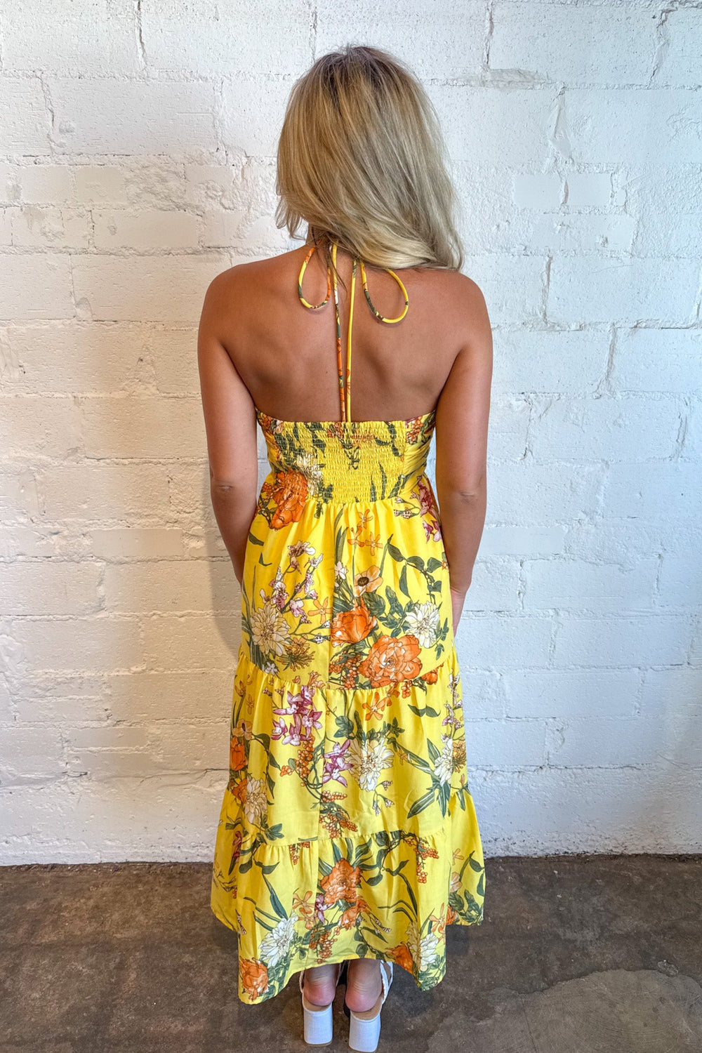 Tropic Sunshine Maxi Dress, Halter Dress, Maxi Dress, Vacation Styles, Summer Styles, Adeline Boutique, Dallas Boutique, Boutique Dresses, Yellow Dress