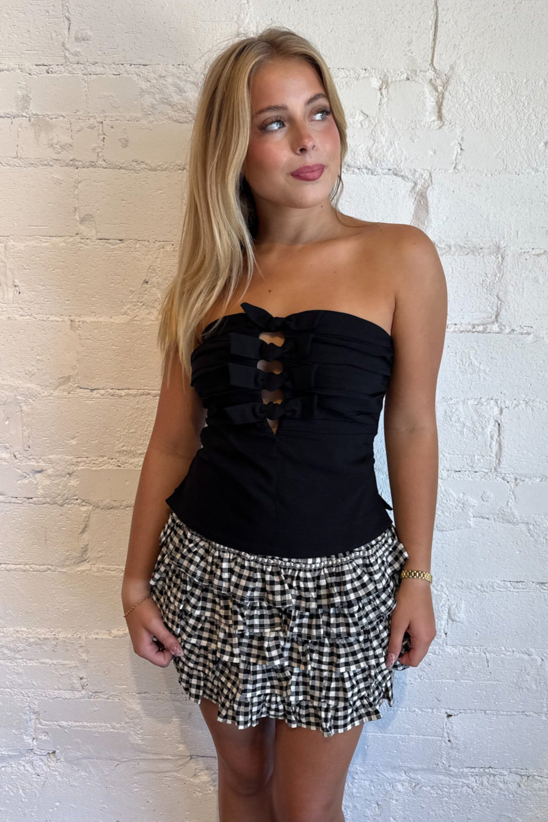 Vivid Checker Ruffle Mini Skort, Mini Skirt, Checkered Skirt, Game Day Outfit, Adeline Boutique, Dallas Boutique, Boutique Clothing, Country Concert Outfit
