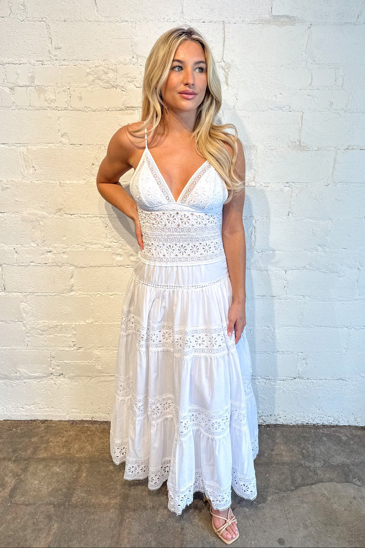 Floral Lace Solid Midi Dress, Maxi Dress, Women's Dresses, Spring and Summer Styles, Adeline Boutique, Dallas Boutique, Yellow Maxi Dress, White Dress