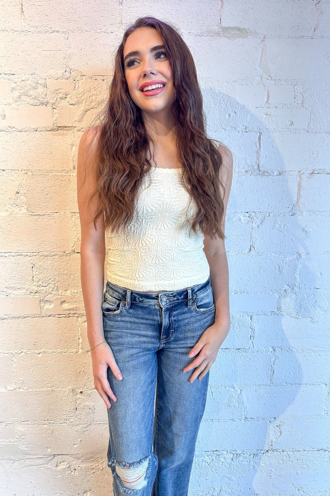 White Free People Love Letter Cami, Cami Top, Tank Top, Adeline Boutique 