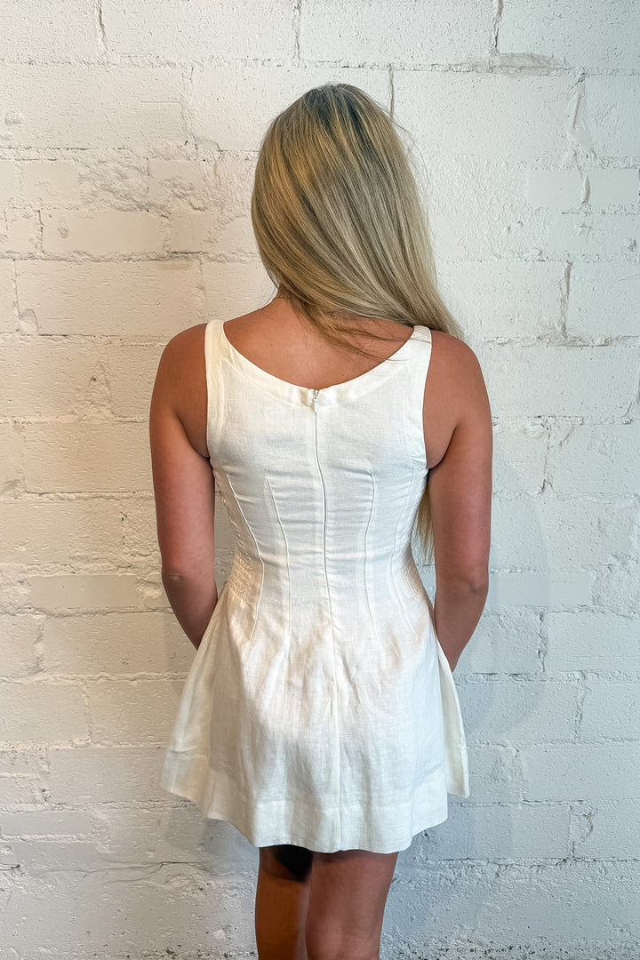 Tate Mini Dress, White Dress, Linen Dress, Spring and Summer Dresses, Easter Dress, Graduation Dress, Adeline Boutique, Dallas Boutique, Boutique Dresses, Linen