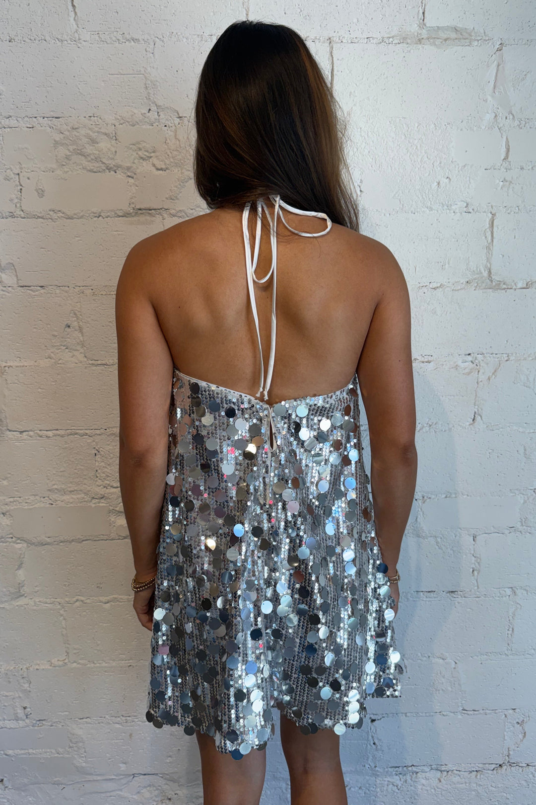 silver halter dress, silver sequin dress, silver sequin halter dress 