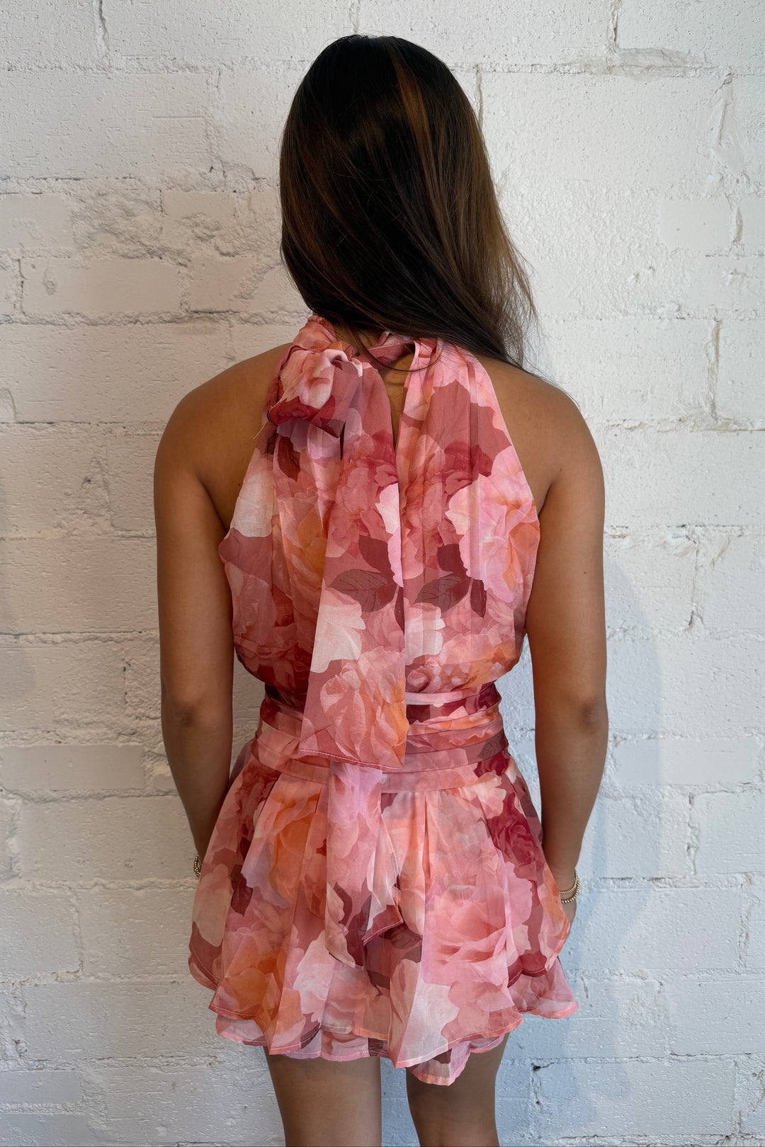 watercolor dress, halter dress, high neck dress, wedding guest dress, cocktail dress 
