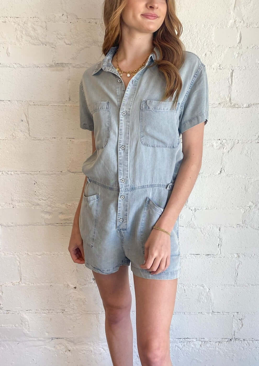 Denim Dreams Romper, romper, Vintage Havana, Adeline, dallas boutique, dallas texas, texas boutique, women's boutique dallas, adeline boutique, dallas boutique, trendy boutique, affordable boutique